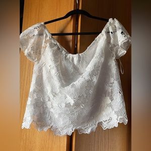 White Off the Shoulder Floral Top